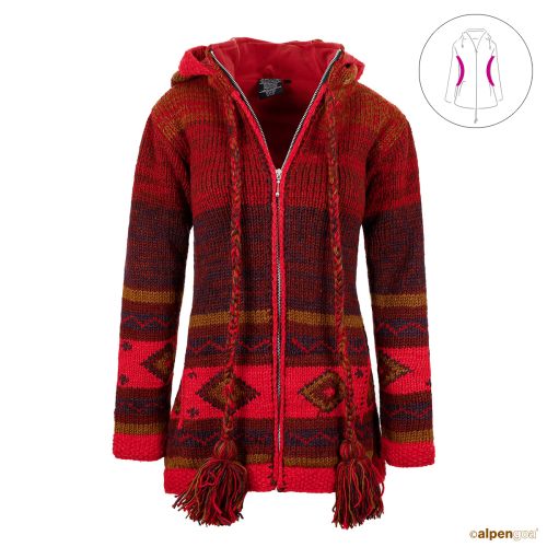 Wolljacke im Norweger Muster Rot